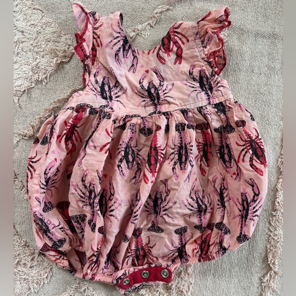 Chic Pink and Black Lobster Baby Romper from Pink Chicken